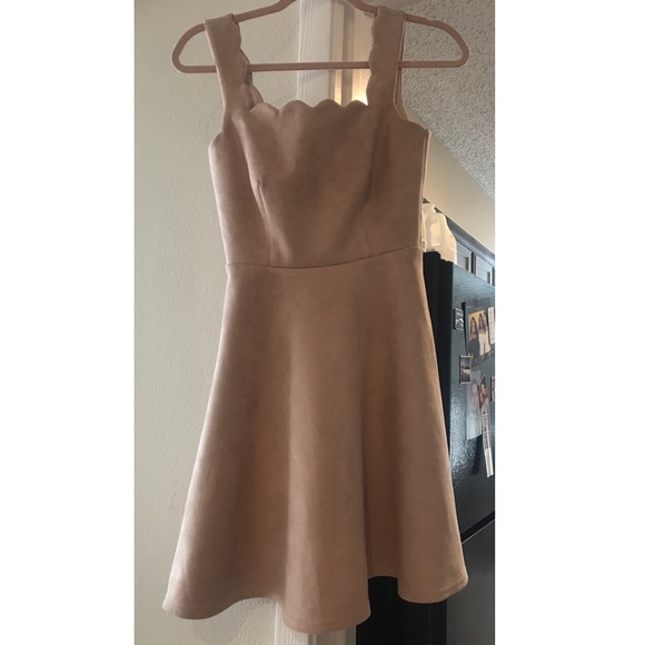Lulus Dresses & Skirts - Lulu's Beige Suede Skater Dress